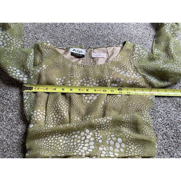 Vintage 60s 70s Vera Hicks Helga Green Yellow Retro Funky Dress Medium Small - Picture 9 of 9